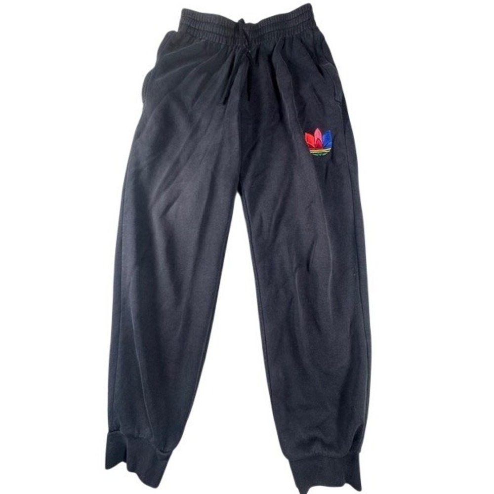 Adidas Sweatpants Mens Small Black Originals 3D Trefoil Logo Fleece Joggers